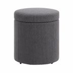 Storage Ottoman Round 40 cm Corduroy – Steel Frame, Grey, Ø40 × 41 cm