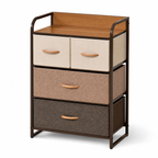 Dresser 4-Drawer Fabric Steel Frame – Linen & Metal, Multicolour, 58 × 29 × 78.5 cm