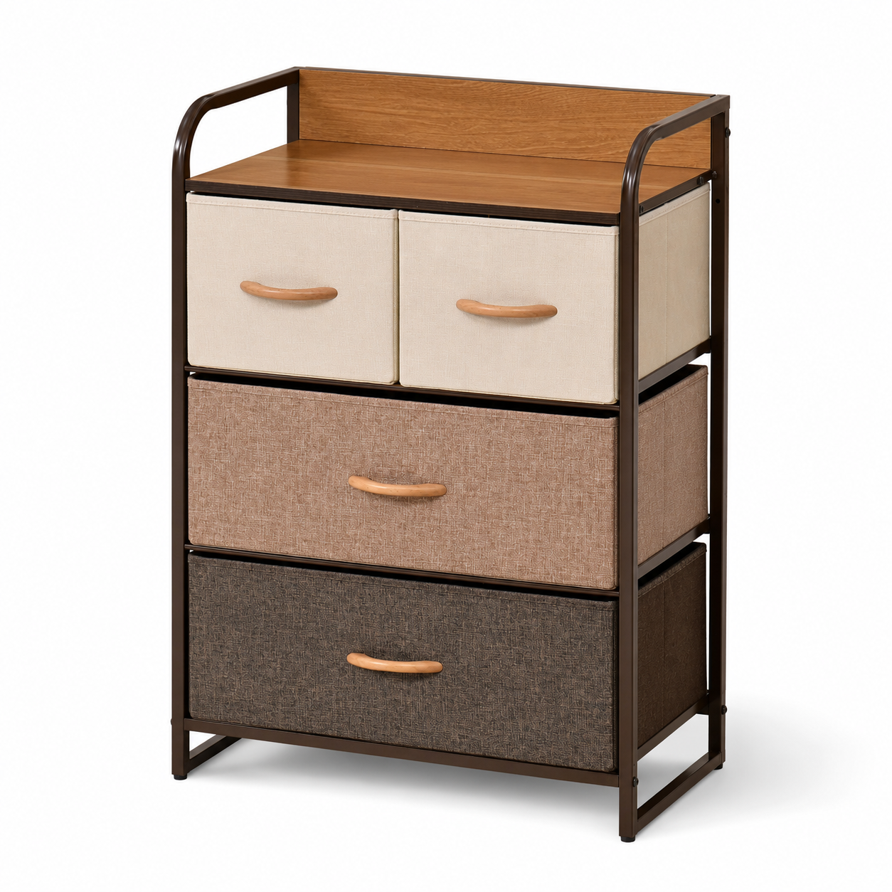 Dresser 4-Drawer Fabric Steel Frame – Linen & Metal, Multicolour, 58 × 29 × 78.5 cm