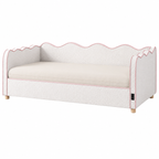 Daybed Single 90 × 190 cm Hydraulic Storage – Boucle Upholstery, USB Port & Backrest, Beige
