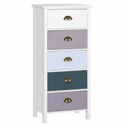 Slim Chest of Drawers 5-Drawer Tonal – MDF, Blue, 45 × 30 × 95 cm