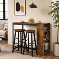 Bar Table & Stool Set Industrial 3-Piece – Metal & Particle Board, Rustic Brown, Table 91 × 91 cm