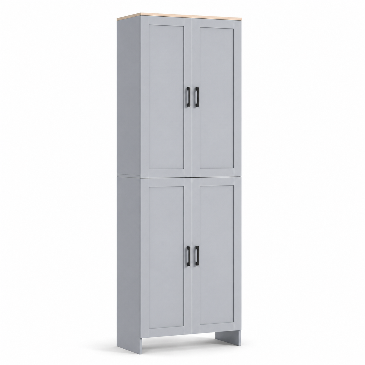 Kitchen Pantry Cupboard 4-Door Tall – Particle Board, Grey, 60 × 30 × 170.5 cm
