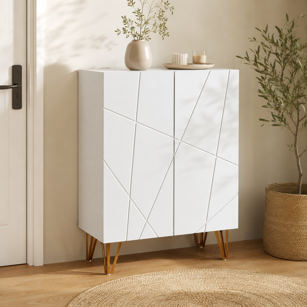 Shoe Cabinet Soft-Close 15–20 Pairs – Particle Board, High-Gloss White, 72 × 31.5 × 95 cm