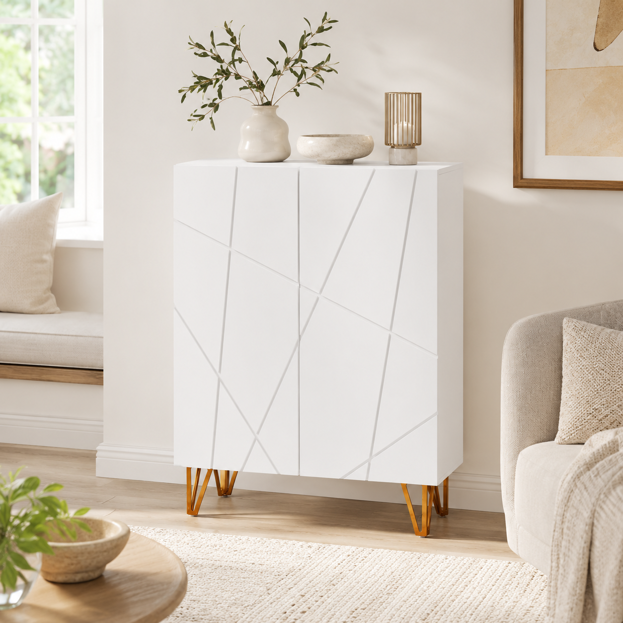 Shoe Cabinet Soft-Close 15–20 Pairs – Particle Board, High-Gloss White, 72 × 31.5 × 95 cm
