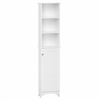 Bathroom Storage Cabinet – Tall, Slim, 6 Shelves, Shutter Door, 165×34×20cm, White