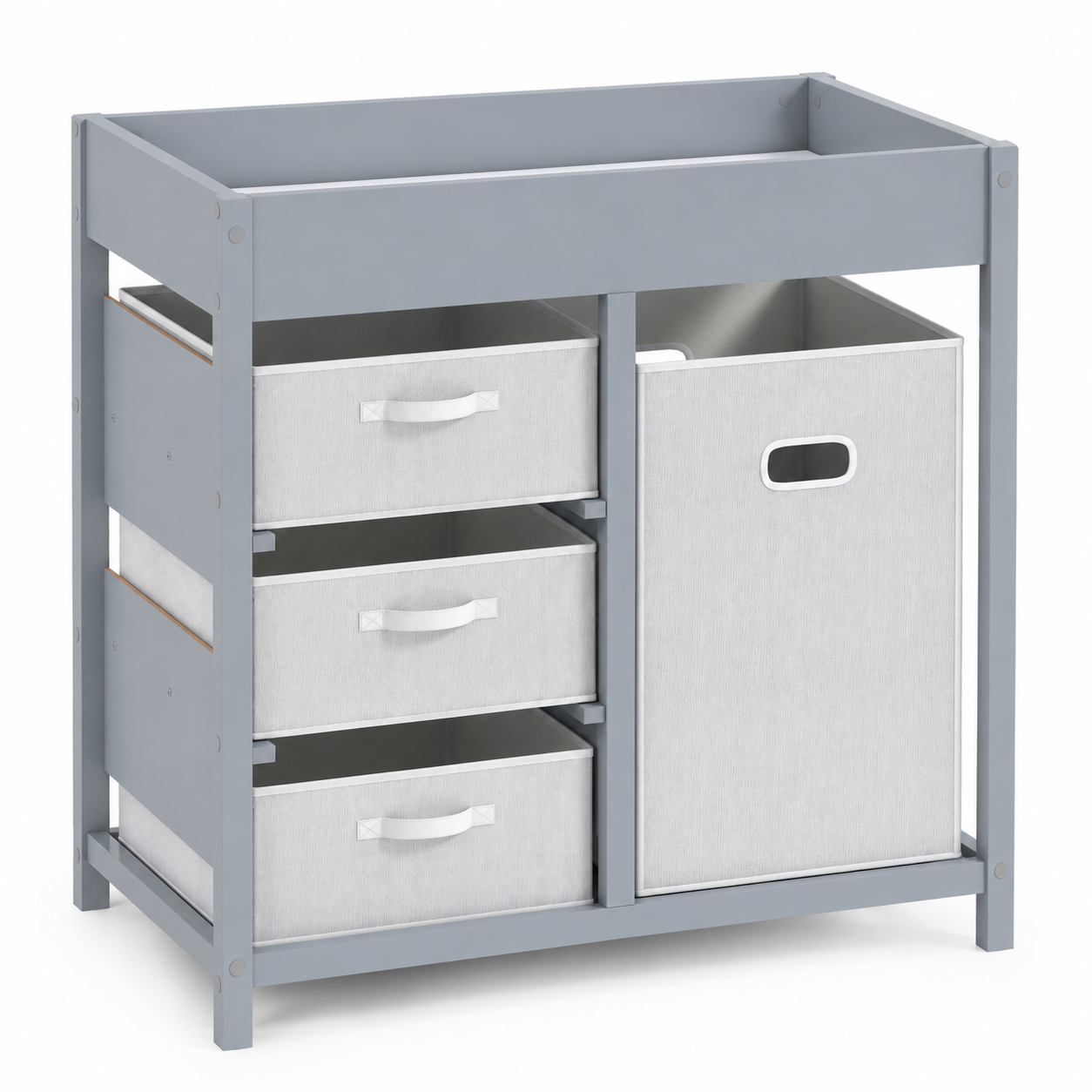 Baby Changing Unit with 4 Drawers & Padded Changing Mat – Plywood, Grey, 84×48.5×84.5cm