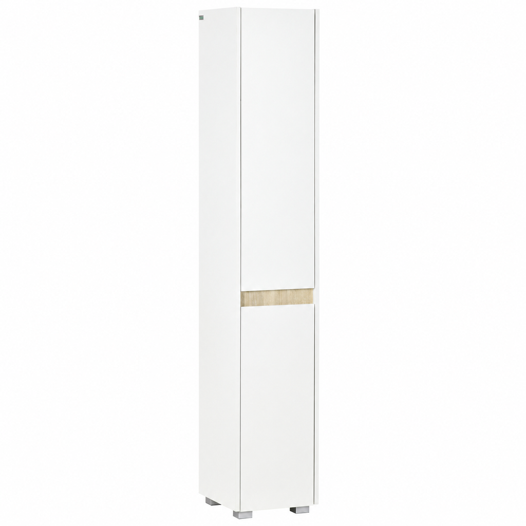 Bathroom Tallboy Cabinet 5-Tier – Particle Board, White, 30 × 33 × 165 cm