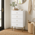 Chest of Drawers 4-Drawer Hairpin Legs – MDF & Metal, White, 60 × 40 × 100 cm