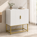 Under-Sink Mirror Cabinet Gold Steel Legs – MDF & Steel, White & Gold, 60 × 30 × 65 cm