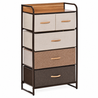 Dresser Tower 5-Drawer Linen Steel Frame – Steel & MDF, Multicolour, 58 × 29 × 99 cm