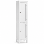 Bathroom Cabinet – Tall Slim, Double Door, Adjustable Shelves, White