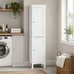 Bathroom Cabinet – Tall Slim, Double Door, Adjustable Shelves, White