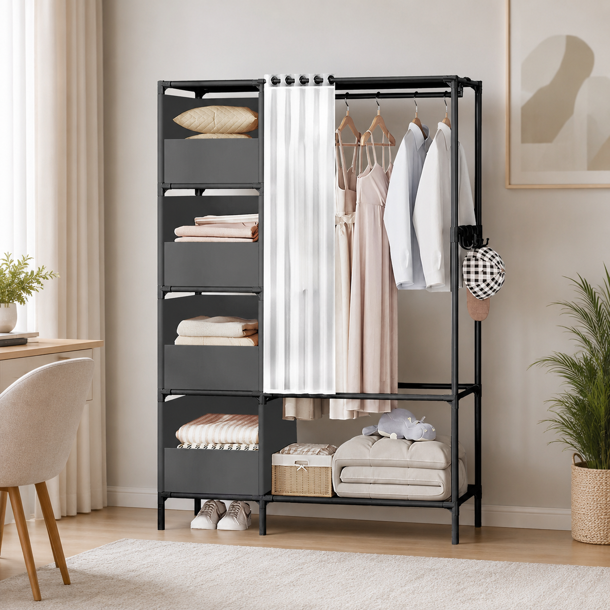 Clothes Rail – Heavy Duty Metal, Freestanding Garment Hanging Stand, Display Rack