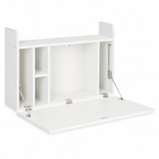 Wall-Mounted Desk – Drop-Leaf Floating, Storage Compartments, 77×20×51cm, White