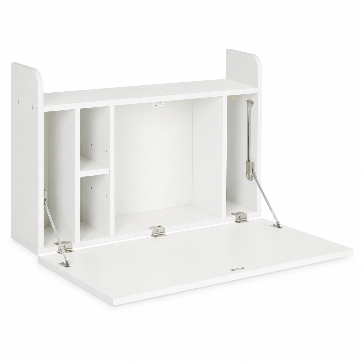 Wall-Mounted Desk – Drop-Leaf Floating, Storage Compartments, 77×20×51cm, White