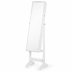 Jewellery Cabinet – Full-Length Mirror, Lockable Armoire, Freestanding, White