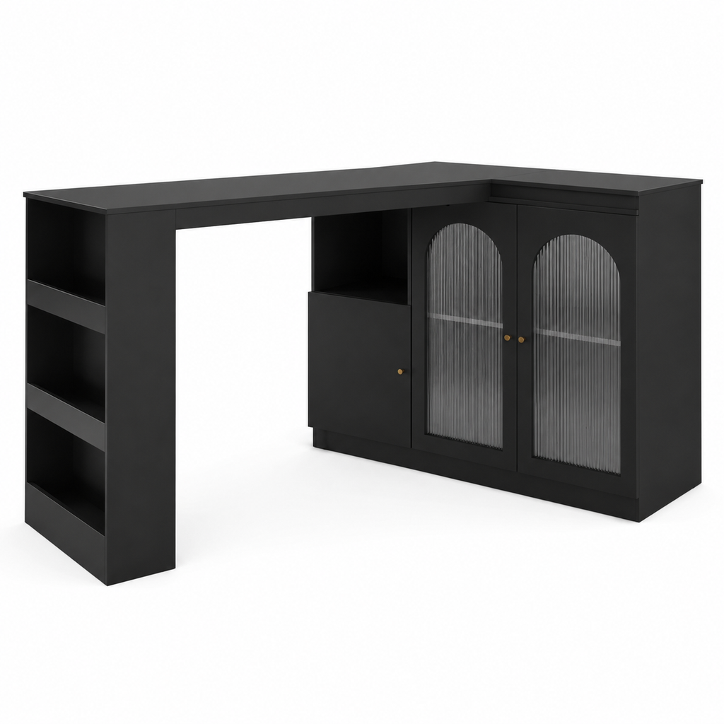 Rotating Bar Cabinet – 360°, Glass Door, Dining & Bar Storage, 120×40×97cm, Black