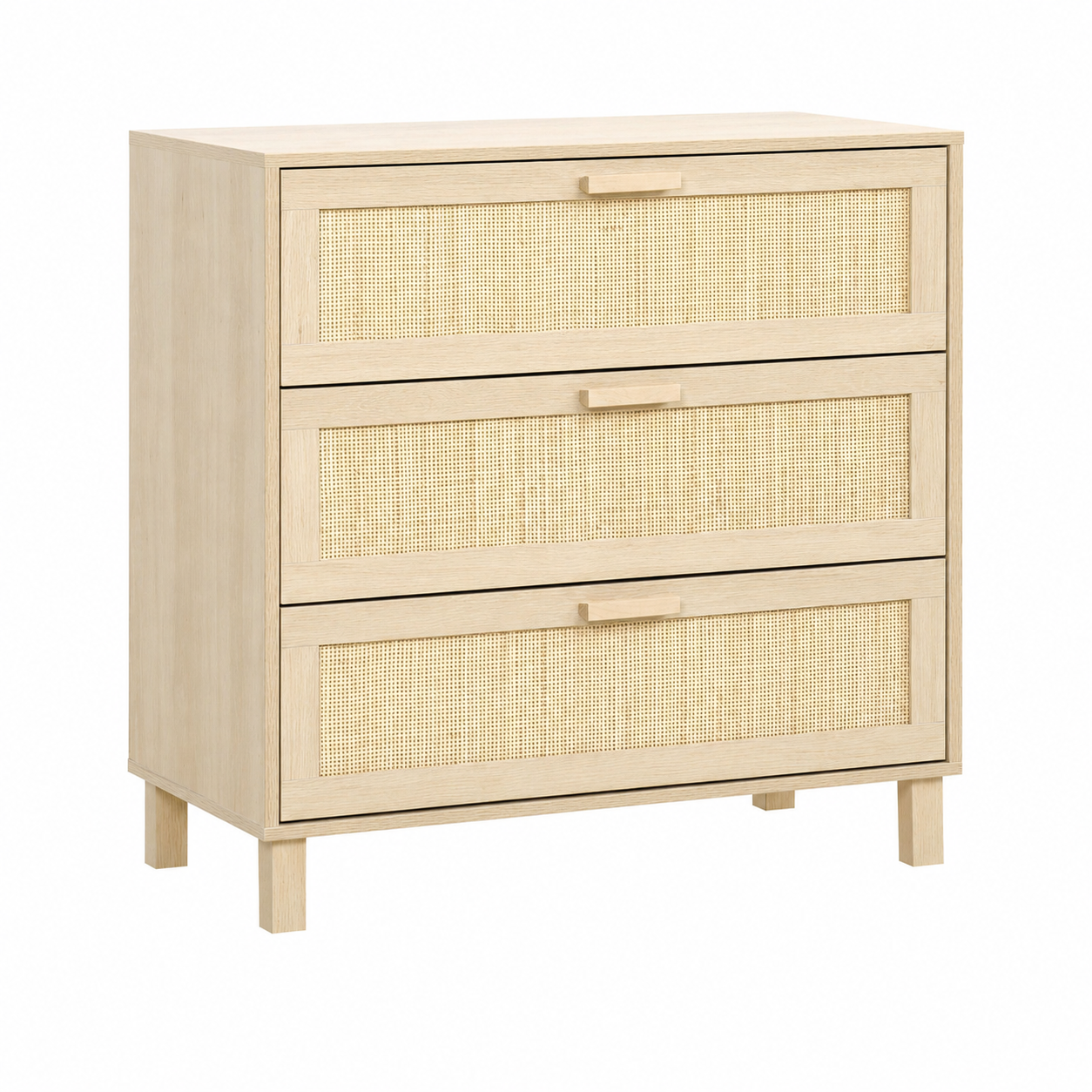 Chest of Drawers – 3-Drawer Rattan Dresser, Boho Style, Natural