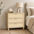 Chest of Drawers – 3-Drawer Rattan Dresser, Boho Style, Natural