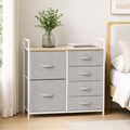 Linen Drawer Unit 5-Drawer Steel Frame – Particle Board & Linen, Grey, 83 × 29 × 77 cm