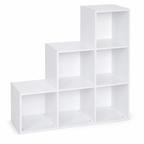 6-Cube Storage Unit (3×2 Step Design) – Particle Board, White, 91.5×29.5×91.5cm