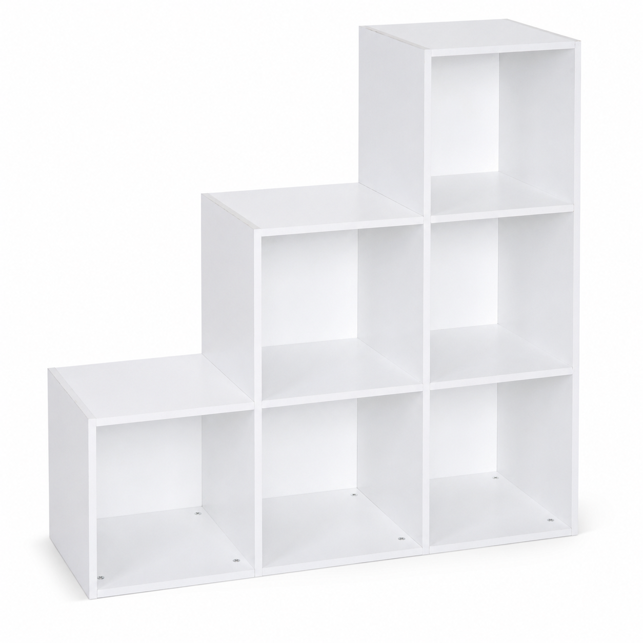 6-Cube Storage Unit (3×2 Step Design) – Particle Board, White, 91.5×29.5×91.5cm