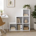 6-Cube Storage Unit (3×2 Step Design) – Particle Board, White, 91.5×29.5×91.5cm