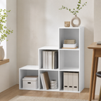 6-Cube Storage Unit (3×2 Step Design) – Particle Board, White, 91.5×29.5×91.5cm