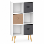 6-Cube Storage Unit with 3 Fabric Drawers – Particle Board, White, 54.5×24×95cm