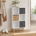 6-Cube Storage Unit with 3 Fabric Drawers – Particle Board, White, 54.5×24×95cm