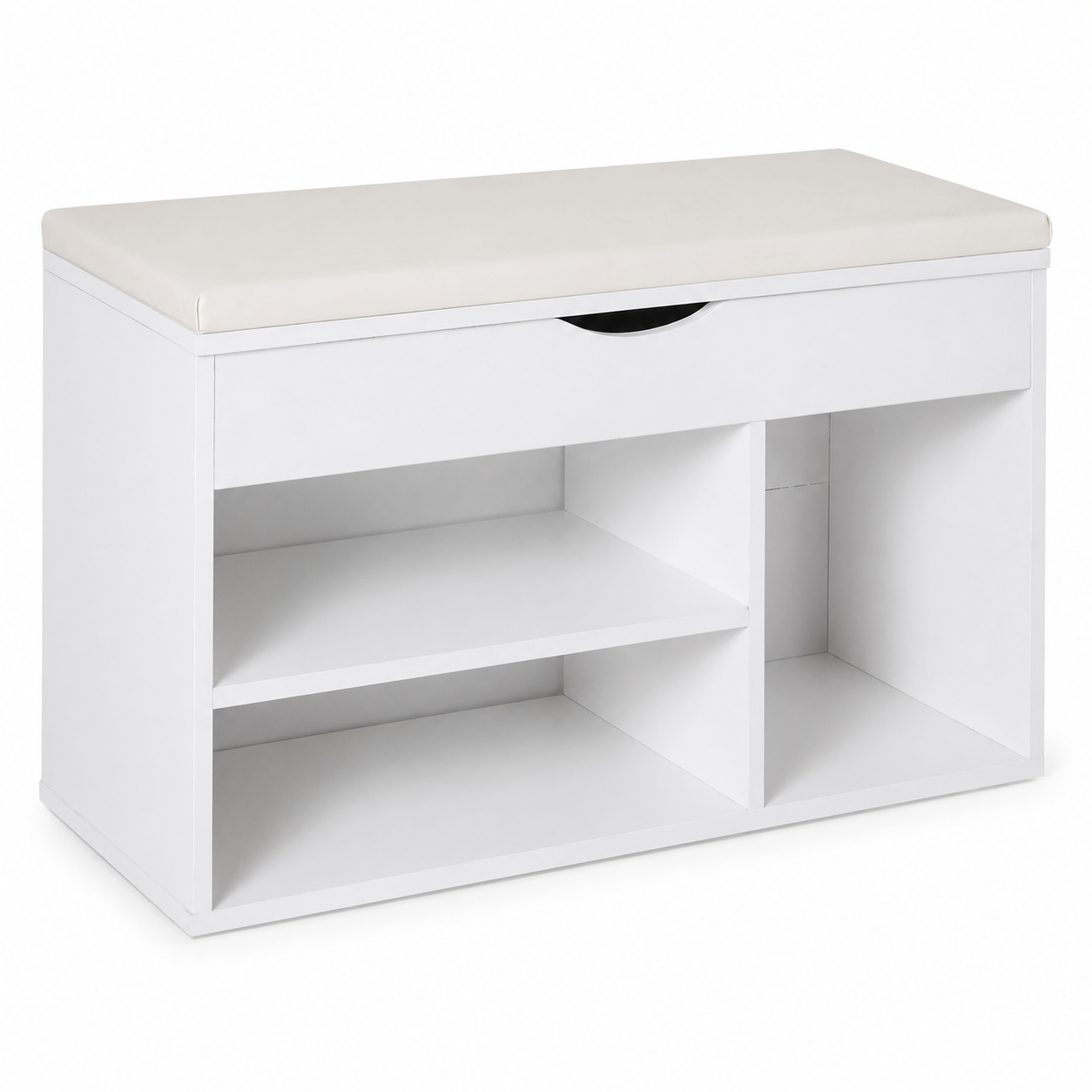 Shoe Storage Bench – Padded Seat & Hidden Compartment, White, 80×47cm