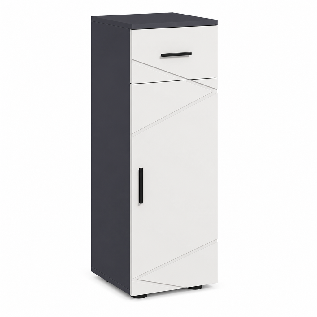 Bathroom Cabinet – Kleankin, Slim, Drawer & Cupboard, Soft-Close, Grey