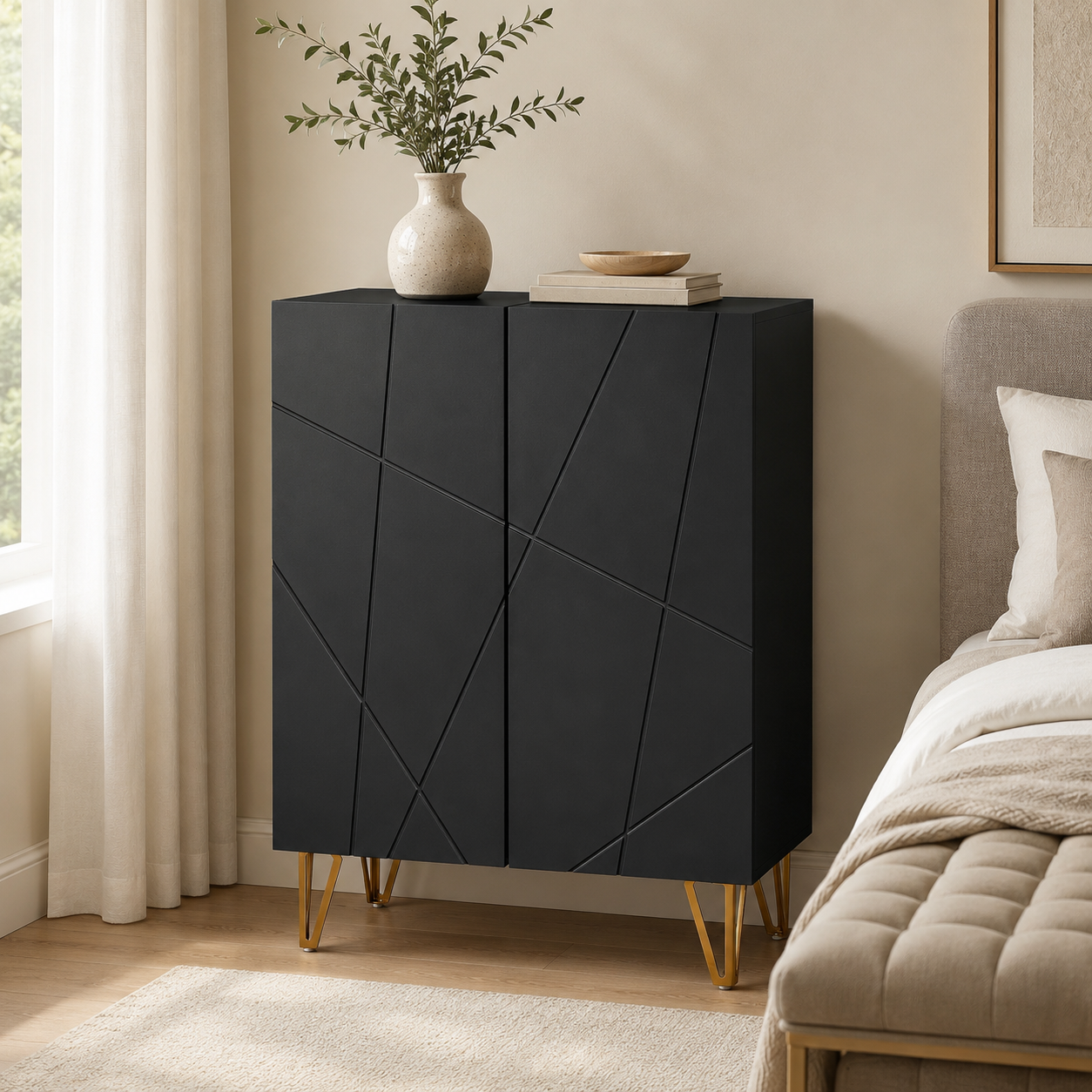 Shoe Cabinet – Narrow, Soft-Close Doors, 15–20 Pairs, Adjustable Shelves, Black
