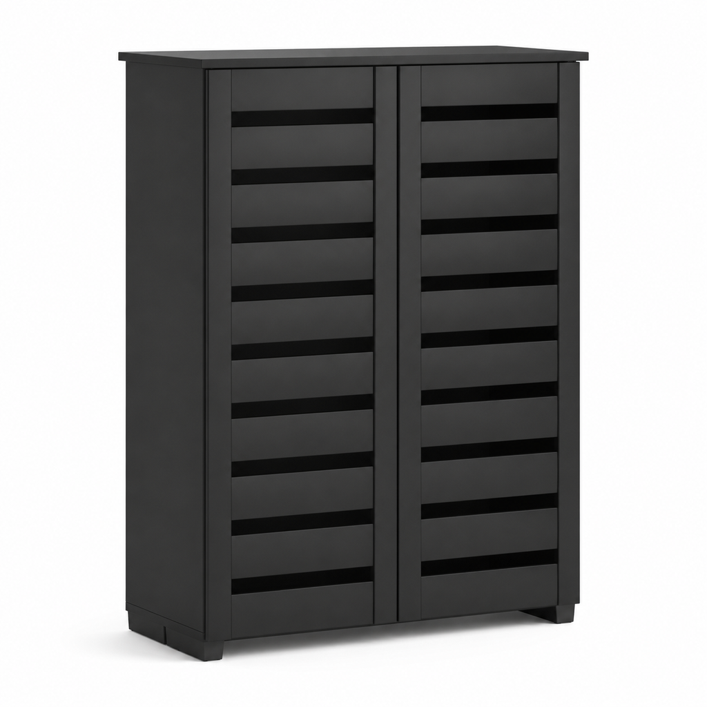 Shoe Cabinet – Slim, 5-Tier, Slatted Ventilated Doors, 15 Pairs