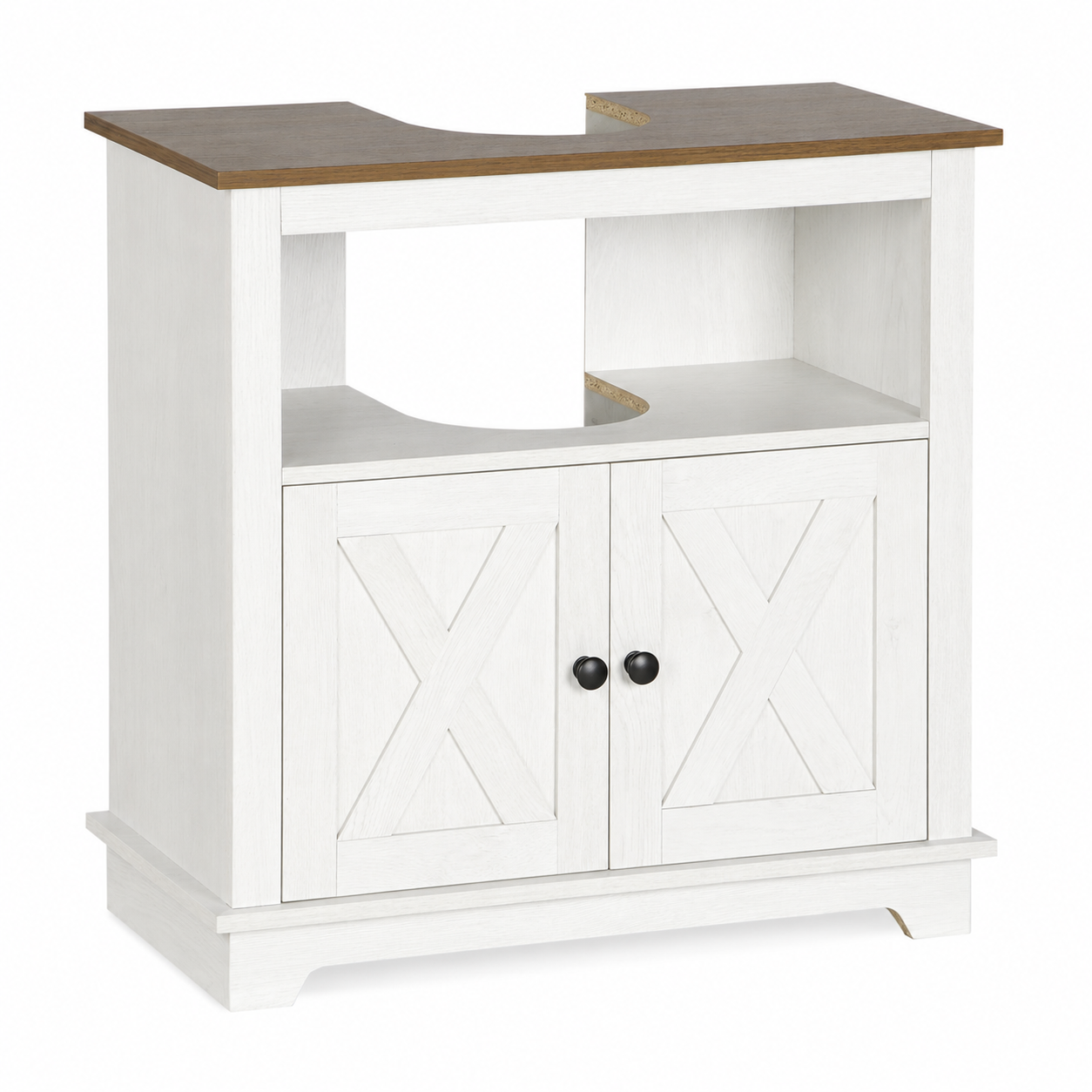 Under-Sink Cabinet – Kleankin, Double Doors & Shelves, White, 60×30×60cm