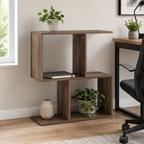 Side Table – S-Shaped, 3-Tier Storage Shelves, Oak-Effect, 50×19.5×58cm