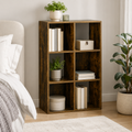 Shelving Unit – Industrial, 6-Compartment Bookcase, Rustic Brown