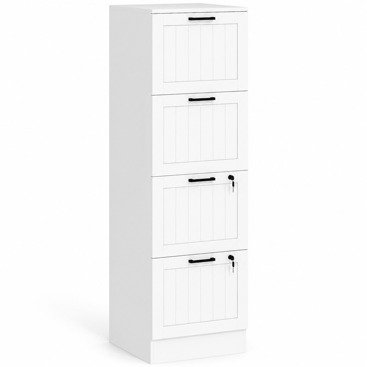 Filing Cabinet – 4-Drawer, Lockable, A4 & Letter Size, White