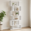 Bookcase – S-Shaped, 6-Tier Display Shelf, White