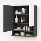 Bathroom Mirror Cabinet – Kleankin, Wall Mounted, Adjustable Shelves, Grey, 55×55cm