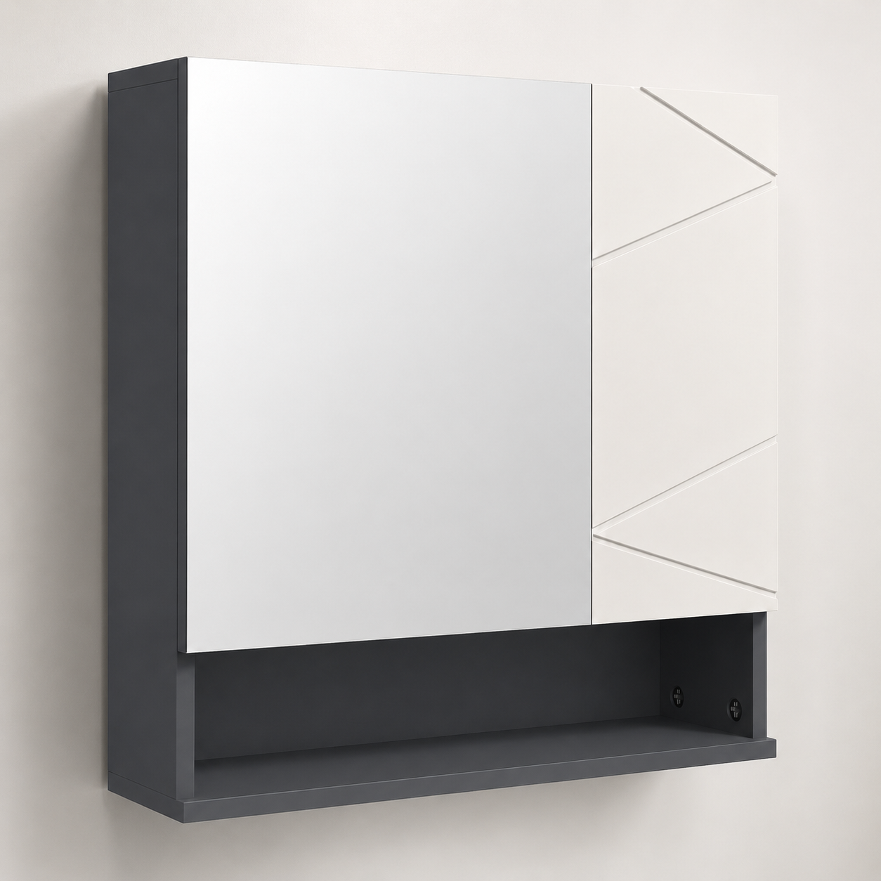 Bathroom Mirror Cabinet – Kleankin, Wall Mounted, Adjustable Shelves, Grey, 55×55cm