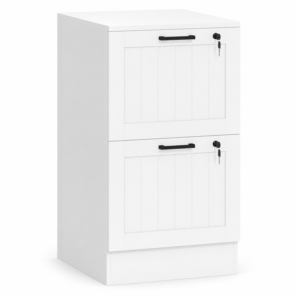 Filing Cabinet – 2-Drawer, Lockable, A4 & Letter Size, White