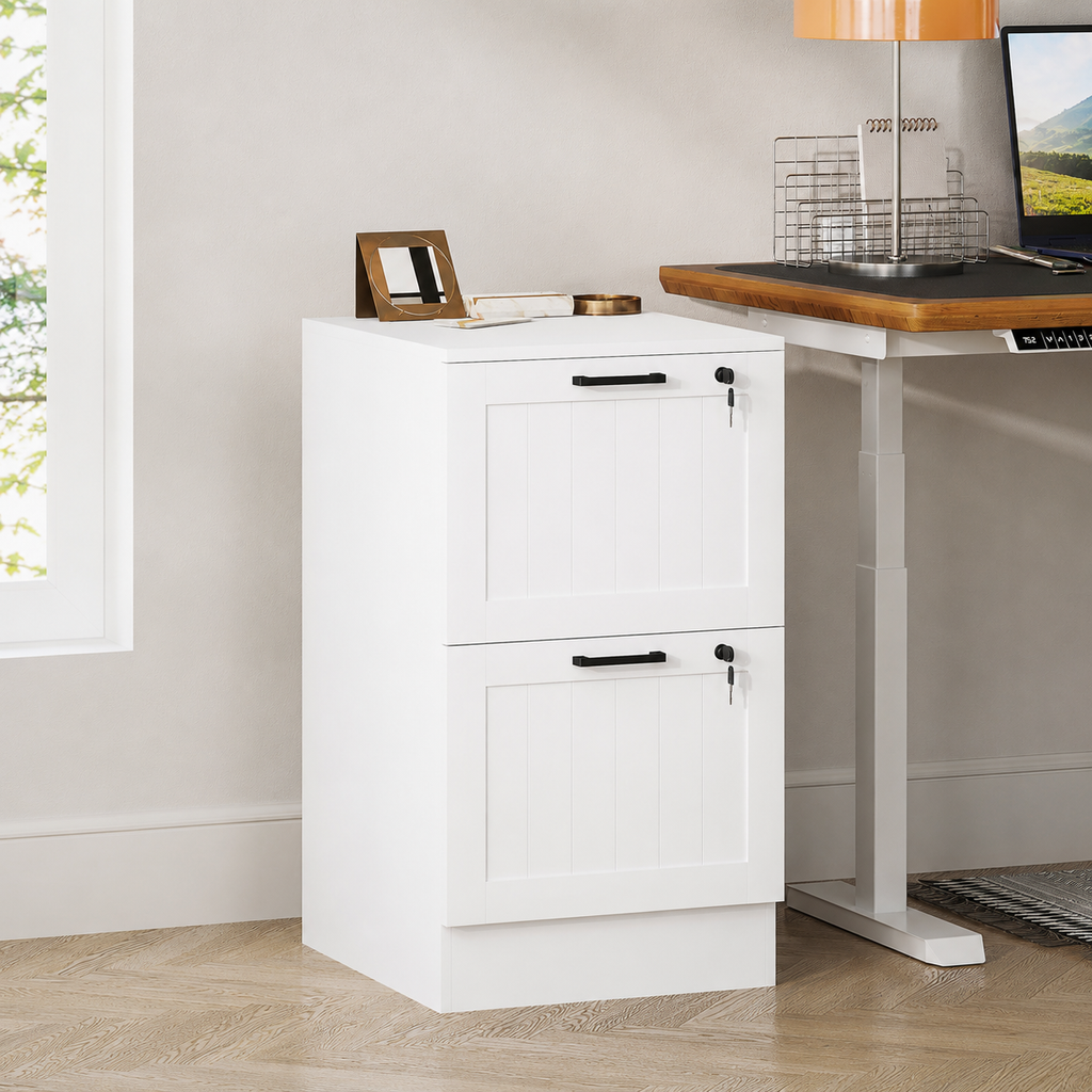 Filing Cabinet – 2-Drawer, Lockable, A4 & Letter Size, White