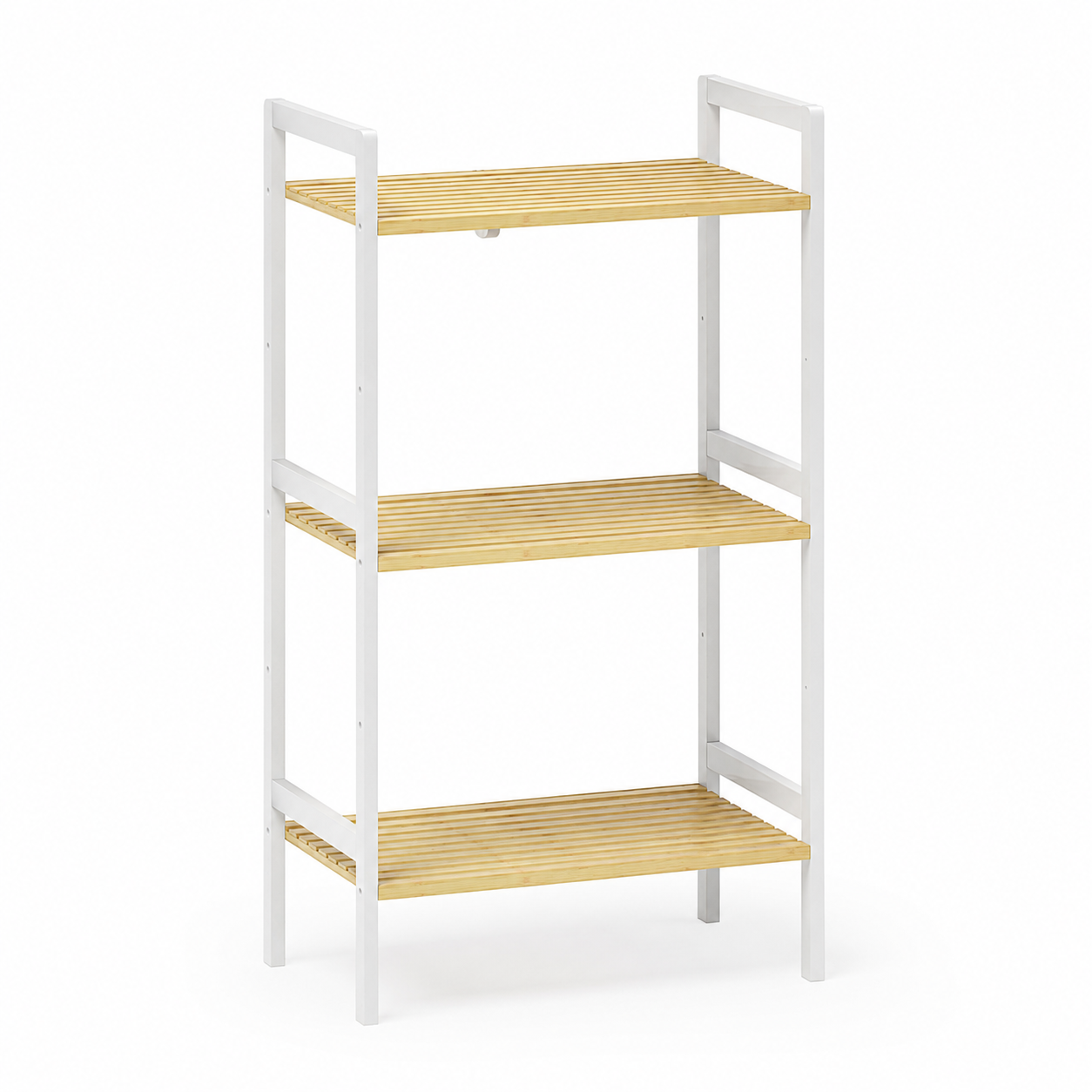 Bathroom Shelf Unit – 3-Tier, Bamboo, Adjustable, Freestanding, Natural