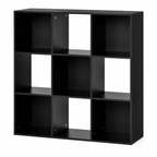 9-Cube Storage Unit (3×3) – Particle Board, Black, 91.5×29.5×91.5cm