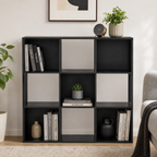 9-Cube Storage Unit (3×3) – Particle Board, Black, 91.5×29.5×91.5cm