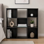 9-Cube Storage Unit (3×3) – Particle Board, Black, 91.5×29.5×91.5cm