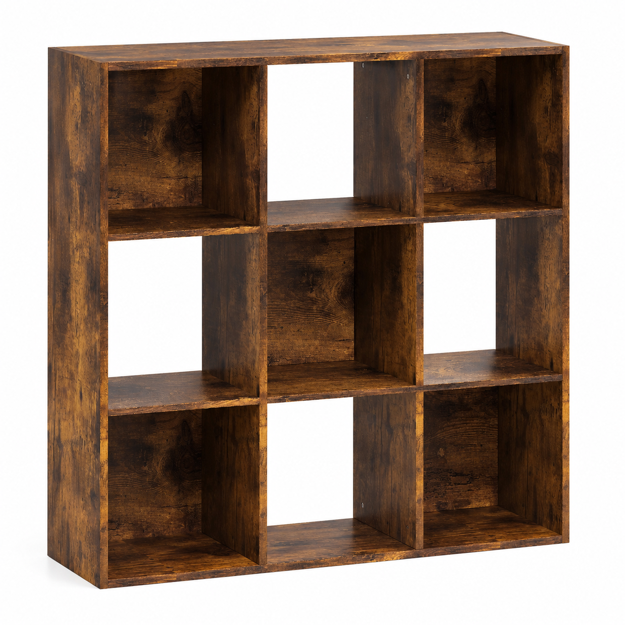 9-Cube Storage Unit (3×3) – Particle Board, Rustic Brown, 91.5×29.5×91.5cm