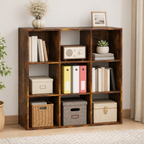 9-Cube Storage Unit (3×3) – Particle Board, Rustic Brown, 91.5×29.5×91.5cm